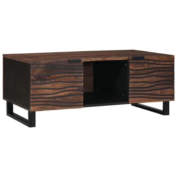 vidaXL Coffee Table Brown and Black 100 x 54 x 40 cm Solid Acacia wood