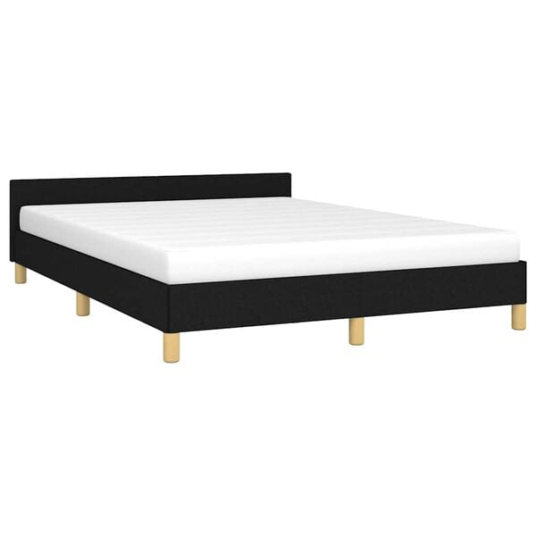 vidaXL Bed Frame without Mattress Black 180x200cm Super King Fabric