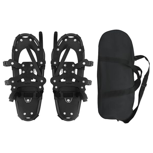 vidaXL 3 in 1 Snowshoes Black 21 inches Aluminum and HDPE