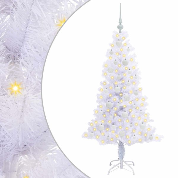 vidaXL Artificial Christmas Tree with Stand White 150 cm PVC and Steel