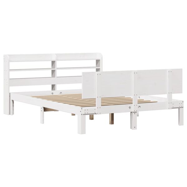 vidaXL Bed Frame with Headboard without Mattress White 135x190 cm Double