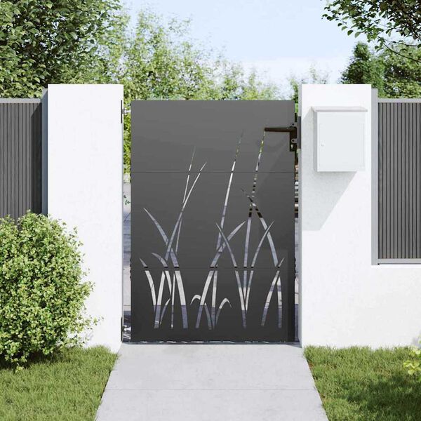 vidaXL Garden Gate with Lock Black 85 x 150 cm Powder-coated steel