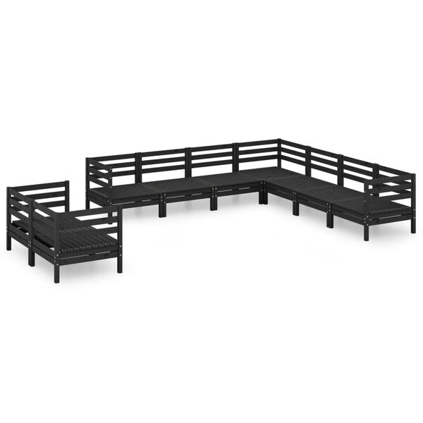 vidaXL 9 Piece Garden Lounge Set Solid Wood Pine Black