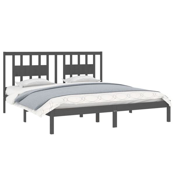 vidaXL Bed Frame without Mattress Grey Solid Wood 200x200 cm (810039+818692)