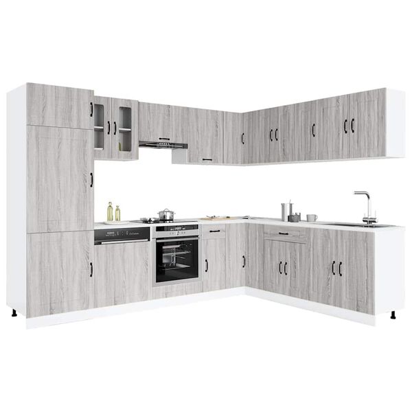 vidaXL 14 Piece Kitchen Cabinet Set Kalmar Grey Sonoma Engineered Wood