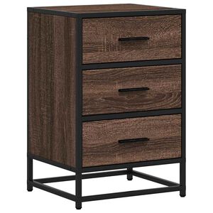 vidaXL Bedside Cabinet Brown Oak 40x34.5x60 cm Engineered Wood and Metal