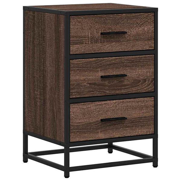 vidaXL Bedside Cabinet Brown Oak 40x34.5x60 cm Engineered Wood and Metal