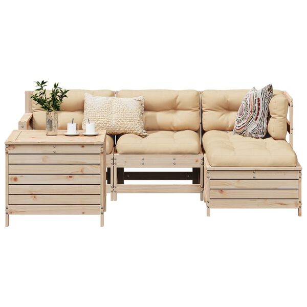 vidaXL 5 Piece Garden Sofa Set Solid Wood Pine