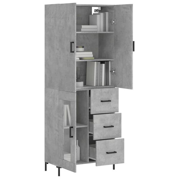 vidaXL Highboard Concrete Grey 69.5x34x180 cm Engineered Wood