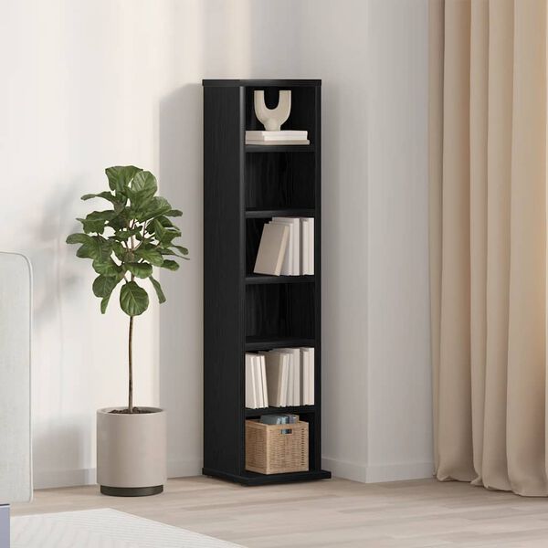 vidaXL CD Cabinet Black Oak 21x20x88 cm Engineered Wood
