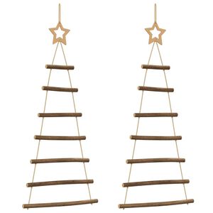 vidaXL Hanging Christmas Trees with Top Stars 2 pcs 42x90 cm Natural