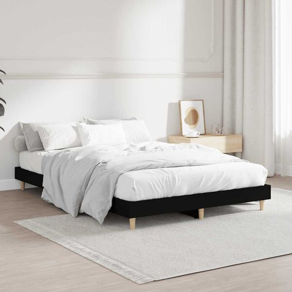 vidaXL Bed Frame without Mattress Black 120x190 cm Small Double Engineered Wood