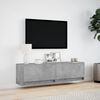 vidaXL TV Wall Cabinet with LED Lights Concrete Grey 140x31x38 cm
