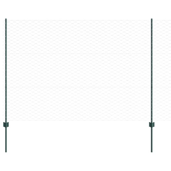vidaXL Fence with Post Green 1.5 x 25 m Steel