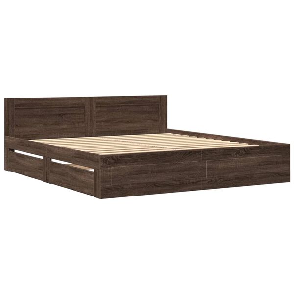 vidaXL Bed Frame with Headboard without Mattress Brown Oak 200x200 cm