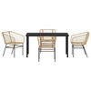 vidaXL Garden Dining Set 5 pcs Brown Poly Rattan