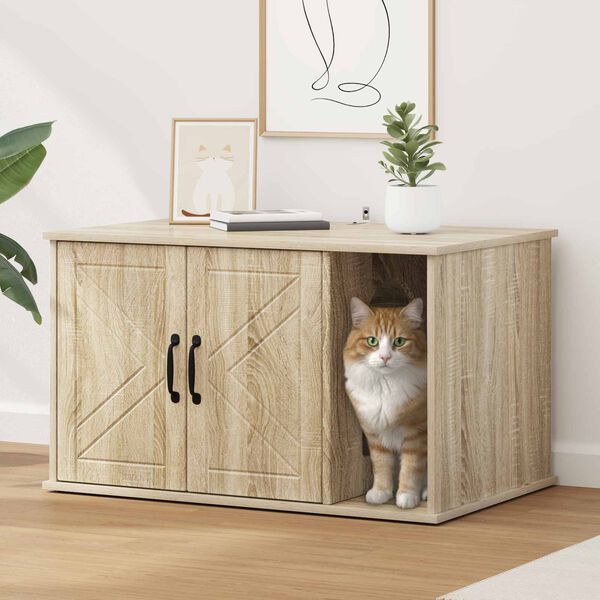 vidaXL Cat House Sonoma 85 x 55 x 50 cm Engineered Wood