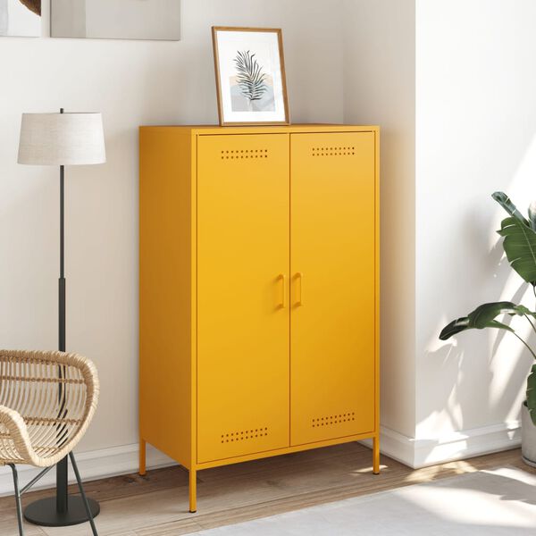vidaXL Highboard Mustard Yellow 68x39x113 cm Steel