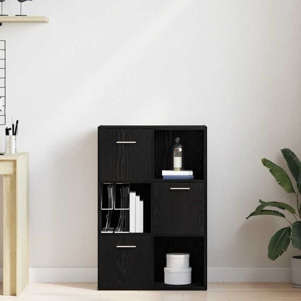 vidaXL Book Cabinet/Room Divider Black Oak 60.5x30x90cm Engineered Wood