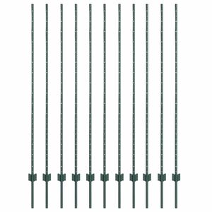 vidaXL Fence Post 11 pcs Green 150 cm Steel