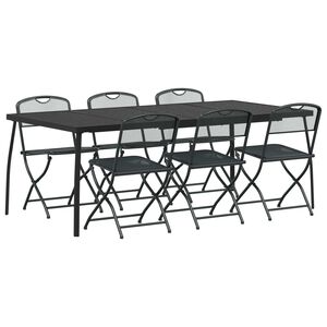 vidaXL Outdoor Furniture Set Folding 7 pcs Anthracite Iron and Steel
