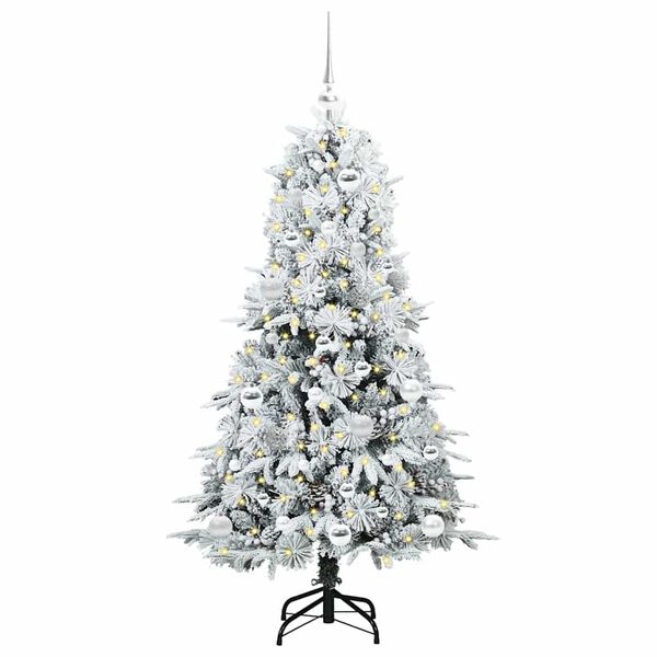 vidaXL Artificial Hinged Christmas Tree White 150 cm PE and PVC