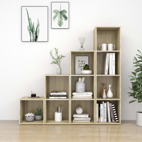 vidaXL 4 Piece TV Cabinet Set Sonoma Oak Engineered Wood