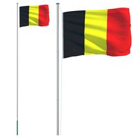 vidaXL Belgium Flag and Pole 6.23 m Aluminium