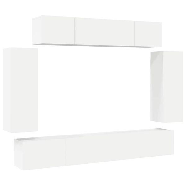 vidaXL 6 Piece TV Cabinet Set White Engineered Wood