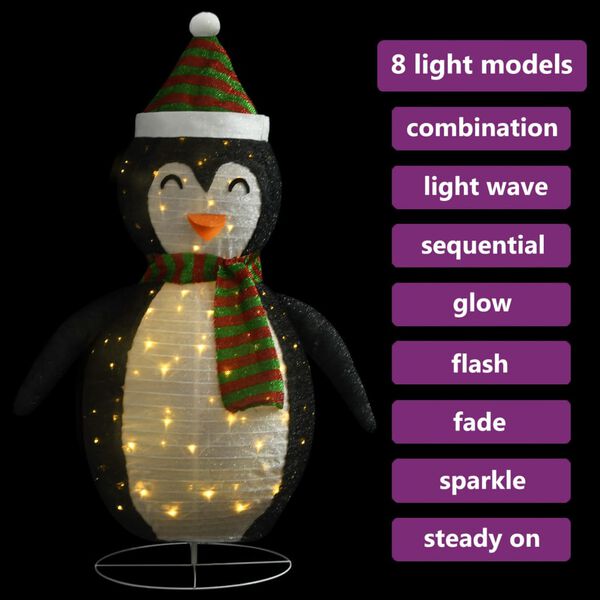 vidaXL Decorative Christmas Snow Penguin Figure LED Luxury Fabric 90cm