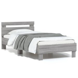 vidaXL Bed Frame without Mattress with Headboard Grey Sonoma 90x200 cm