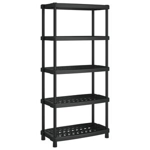 vidaXL Storage Shelf 5-Tier Black 93.5x45.5x194.5 cm PP