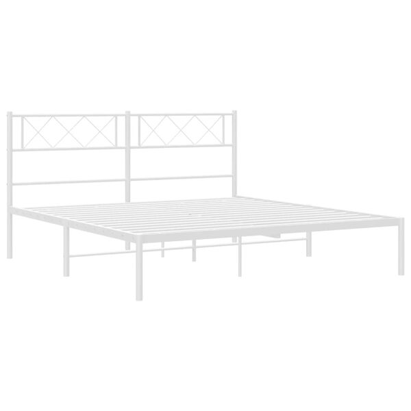 vidaXL Metal Bed Frame without Mattress with Headboard White 140x190cm