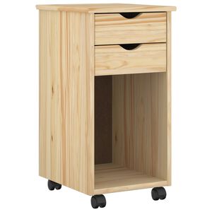 vidaXL Rolling Cabinet Brown 34 x 39 x 65.5 cm Solid Pine Wood