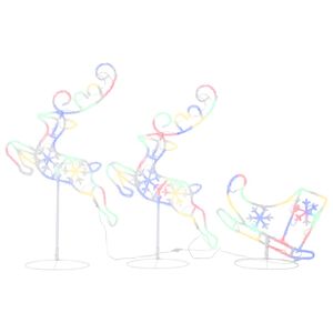 vidaXL Acrylic Christmas Flying Reindeer&Sleigh 260x21x87cm Colourful