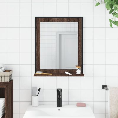 vidaXL Bathroom Mirror with Shelf Brown Oak 50x12x60 cm Engineered Wood