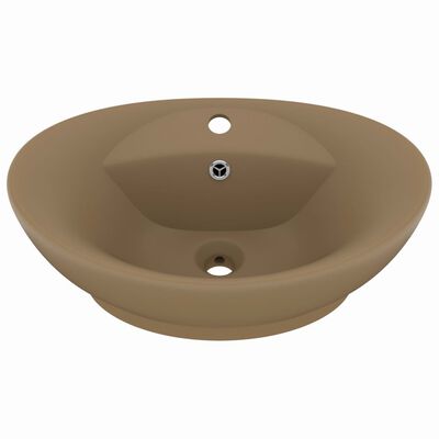 vidaXL Luxury Basin Overflow Oval Matt Cream 58.5x39 cm Ceramic