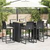 vidaXL 7 Piece Garden Bar Set with Cushions Black Poly Rattan Acacia