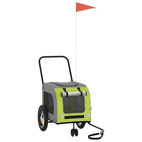 vidaXL Pet Bike Trailer Green and grey 124.5 x 63.5 x 53 cm
