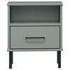 vidaXL Bedside Cabinet with Metal Legs Grey Solid Wood Pine OSLO