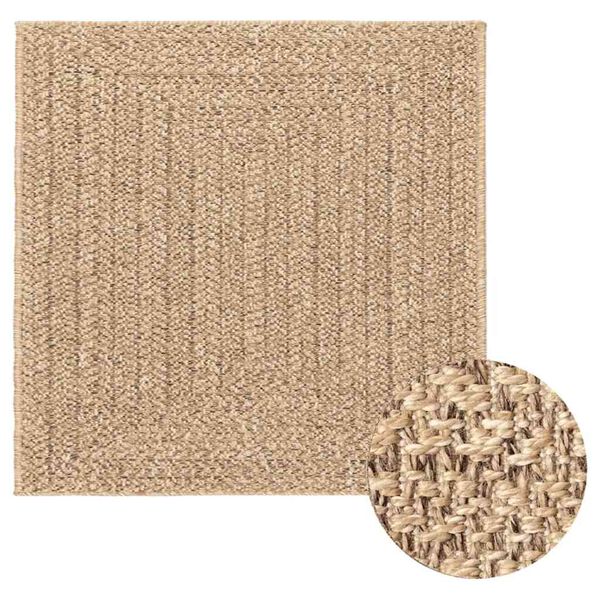 vidaXL Rug ZIZUR Beige 240x240 cm Jute Look Indoor and Outdoor