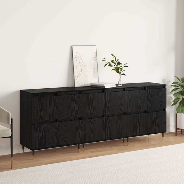 vidaXL Storage Cabinet 3 pcs Black Oak 60 x 35 x 70 cm