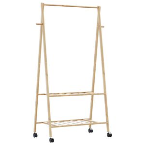 vidaXL Clothes Rack with Shelves and Wheels 96x45.5x155.5 cm Bamboo