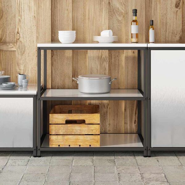 vidaXL Kitchen Storage with Shelf Silver 90 x 50 x 92 cm Steel