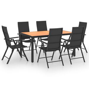 vidaXL 7 Piece Garden Dining Set Black and Brown