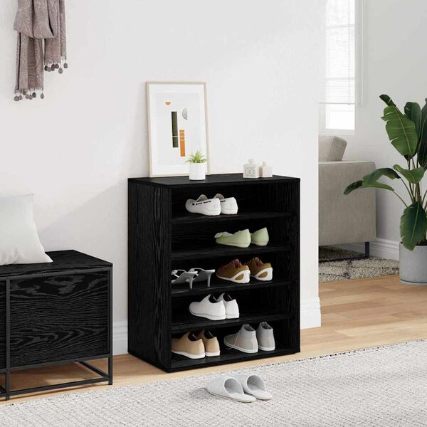 vidaXL Shoe Cabinet Black Oak 60 x 35 x 70 cm Engineered Wood