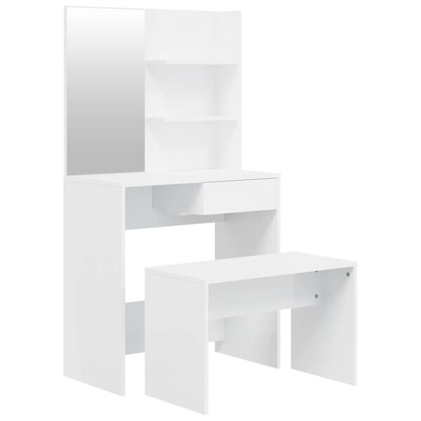 vidaXL Dressing Table Set High Gloss White 74.5x40x141 cm