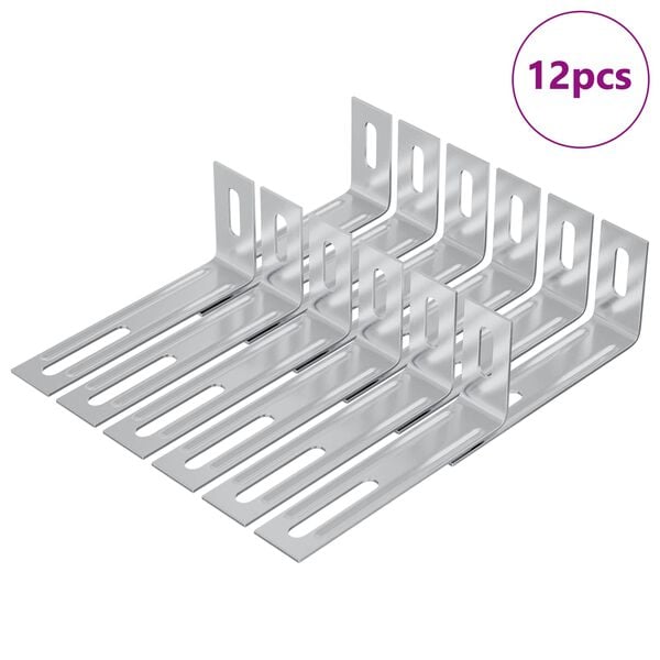 vidaXL Anti Tip Bracket Plain 12 pcs Silver 74.5 x 15 x 32 mm Iron