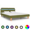 vidaXL Bed Frame with LED without Mattress Green Fabric 150x200 cm King Size