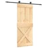 vidaXL Sliding Door Natural and Black 85 x 210 cm Solid Pine Wood